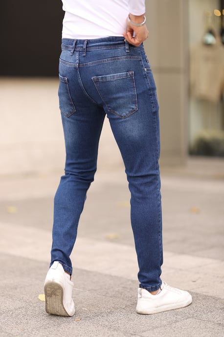 TRENDYOL MAN Herren Dunkelblau Einfarbig Skinny Normale Taille Jeans - Image 5
