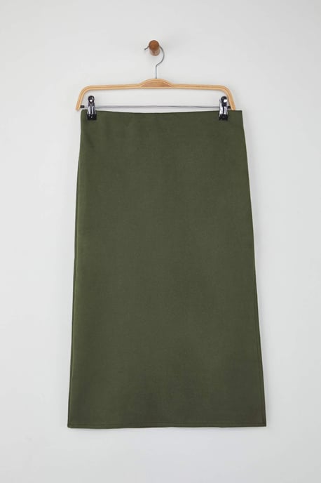 TRENDYOLMİLLA Damen Khaki Einfarbig Midi Bleistift Rock Röcke - Image 5