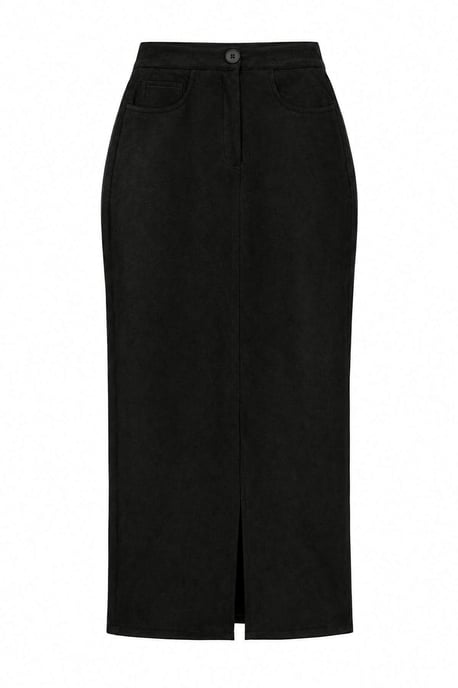 TRENDYOLMİLLA Damen Schwarz Einfarbig Midi Bleistift Rock Röcke - Image 1