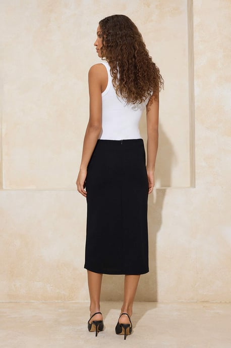 TRENDYOLMİLLA Damen Schwarz Einfarbig Midi Bleistift Rock Röcke - Image 3