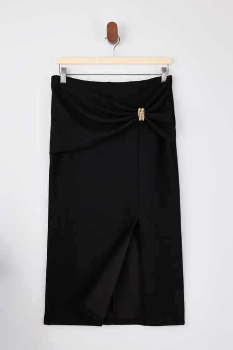 TRENDYOLMİLLA Damen Schwarz Einfarbig Midi Bleistift Rock Röcke - Image 4