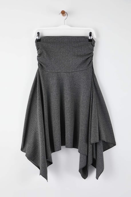 TRENDYOLMİLLA Damen Grau Einfarbig Midi Asymmetrisch Röcke - Image 4