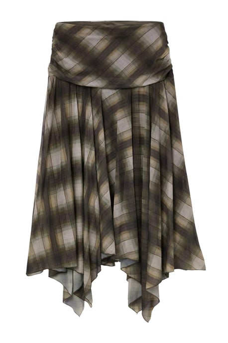 TRENDYOLMİLLA Damen Khaki Kariert Midi Asymmetrisch Skater Röcke - Image 2