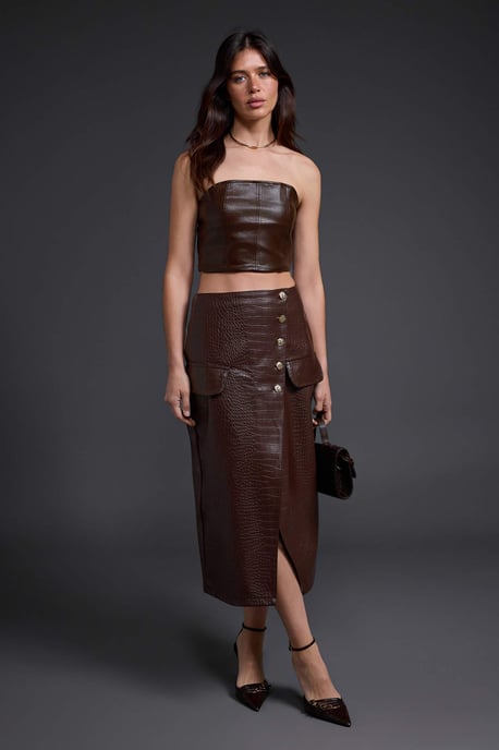 TRENDYOLMİLLA Damen Einfarbig Midi Bleistift Rock Röcke - Image 1