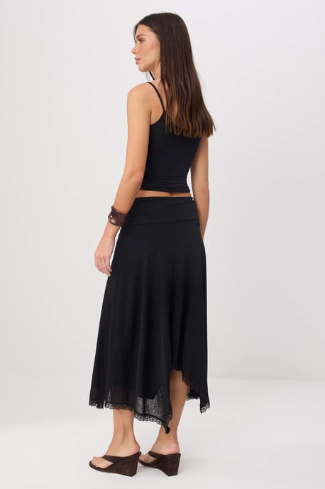 TRENDYOLMİLLA Damen Schwarz Einfarbig Midi Asymmetrisch Röcke - Image 3