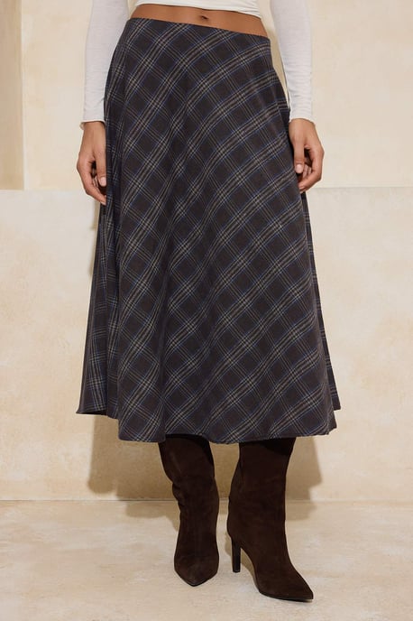TRENDYOLMİLLA Damen Mehrfarbig Kariert Midi A-Linie Röcke - Image 2