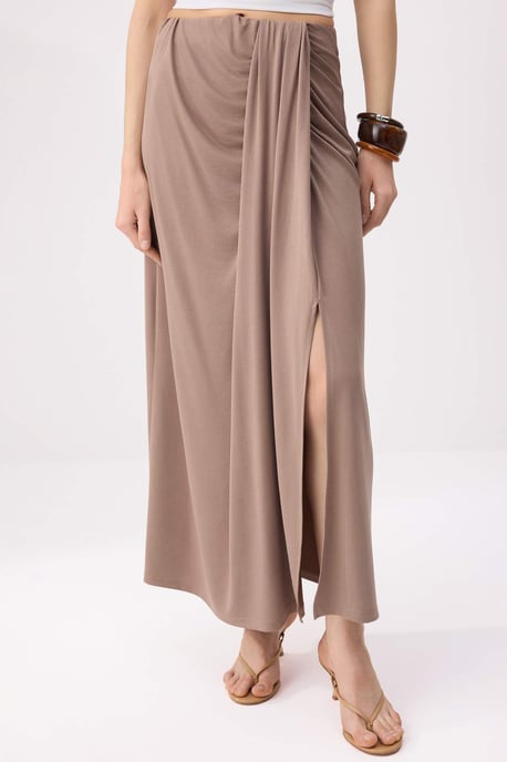 TRENDYOLMİLLA Damen Braun Einfarbig Midi A-Linie Röcke - Image 2