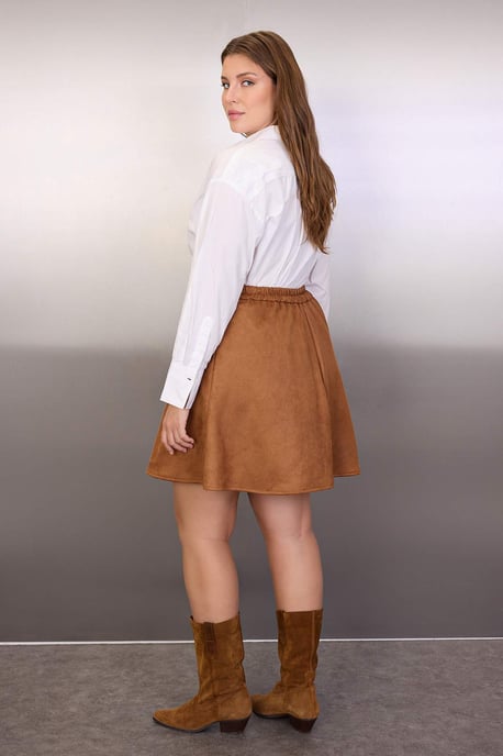 Trendyol Curve Damen Braun Einfarbig Kurz / Mini Große Größen Röcke - Image 3