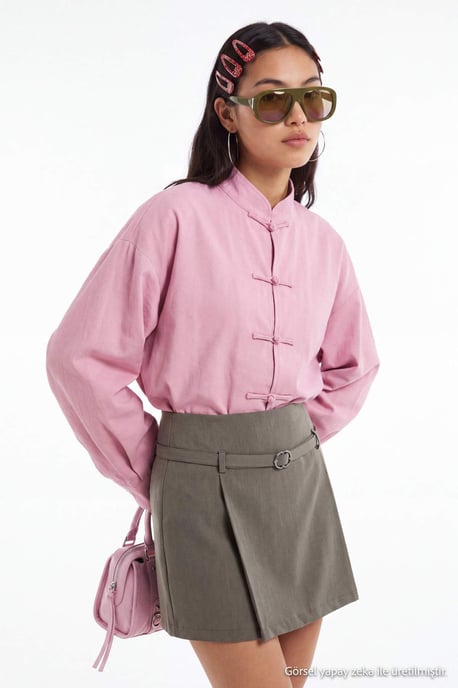 TRENDYOLMİLLA Damen Khaki Einfarbig Kurz / Mini Röcke - Image 5