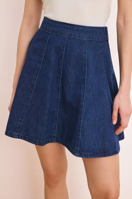 TRENDYOLMİLLA Damen Dunkelblau Einfarbig Kurz / Mini Skater Röcke - Image 2