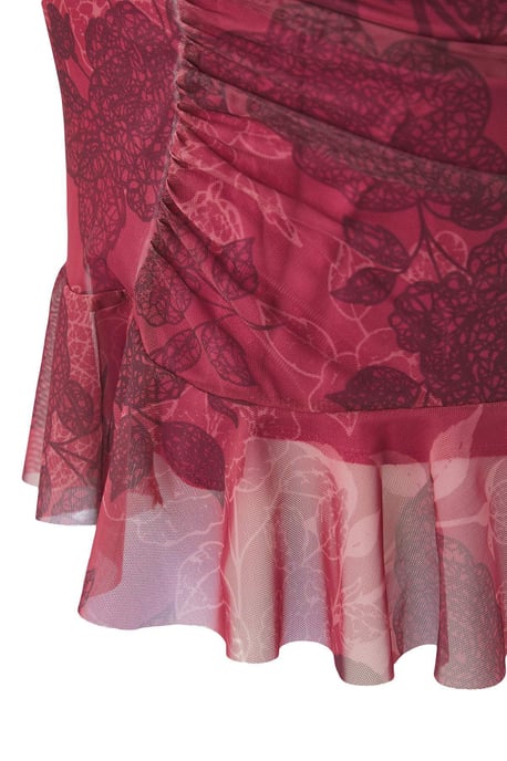 Trendyol Curve Damen Bordeaux Geblümt Kurz / Mini Große Größen Röcke - Image 5