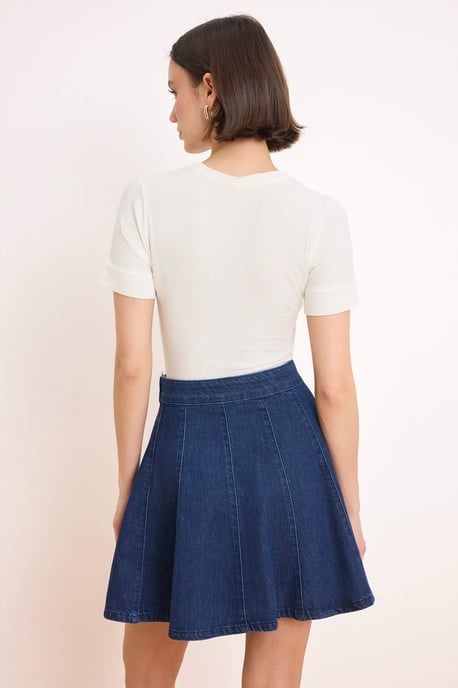 TRENDYOLMİLLA Damen Dunkelblau Einfarbig Kurz / Mini Skater Röcke - Image 3