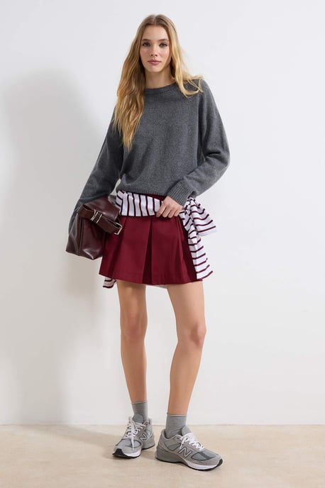 TRENDYOLMİLLA Damen Bordeaux Einfarbig Kurz / Mini A-Linie Röcke - Image 3