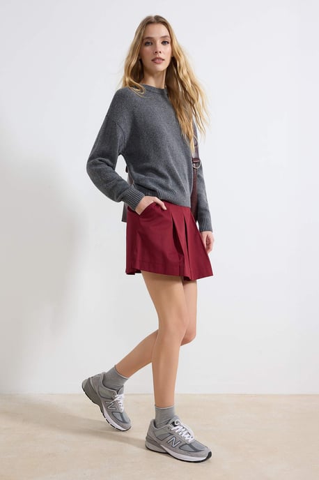 TRENDYOLMİLLA Damen Bordeaux Einfarbig Kurz / Mini A-Linie Röcke - Image 4