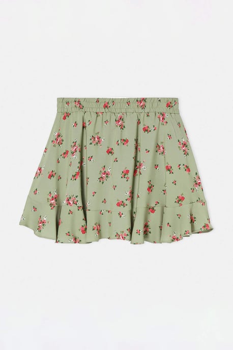 Trendyol Curve Damen Grün Geblümt Kurz / Mini Große Größen Röcke - Image 3