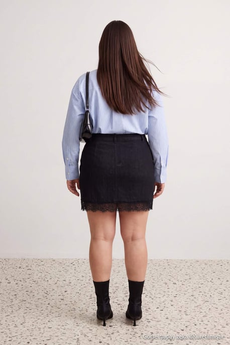 Trendyol Curve Damen Dunkelblau Einfarbig Kurz / Mini Große Größen Röcke - Image 2