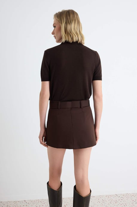 TRENDYOLMİLLA Damen Braun Einfarbig Kurz / Mini Hosenrock Röcke - Image 3