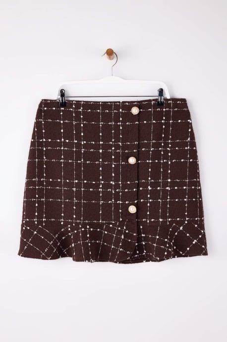 Trendyol Curve Damen Braun Gestreift Kurz / Mini Große Größen Röcke - Image 2