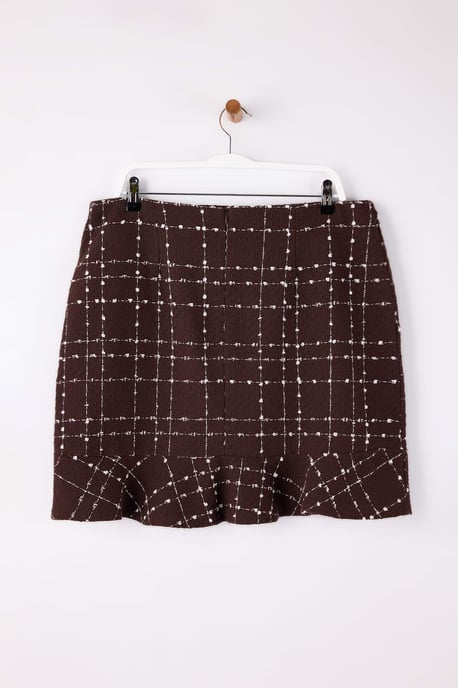 Trendyol Curve Damen Braun Gestreift Kurz / Mini Große Größen Röcke - Image 3