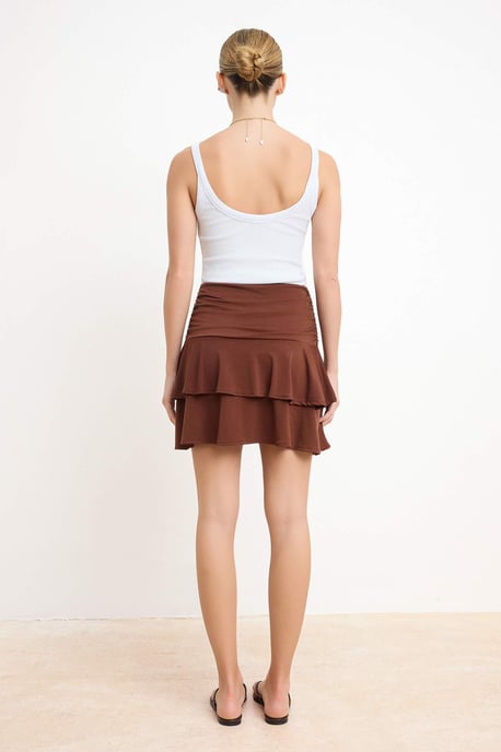 TRENDYOLMİLLA Damen Braun Einfarbig Kurz / Mini Skater Röcke - Image 5