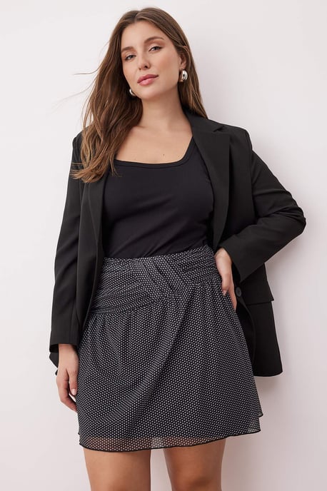 Trendyol Curve Damen Schwarz Gepunktet Kurz / Mini Große Größen Röcke - Image 6