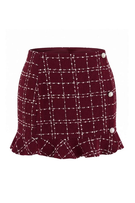 Trendyol Curve Damen Bordeaux Gestreift Kurz / Mini Große Größen Röcke - Image 4