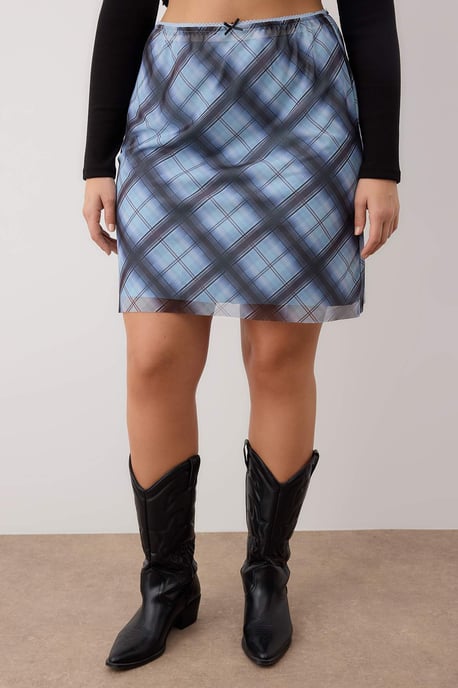 Trendyol Curve Damen Blau Grafik Kurz / Mini Große Größen Röcke - Image 2