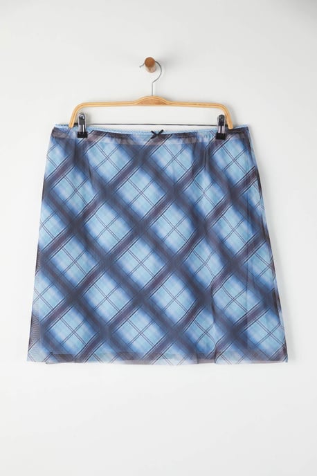 Trendyol Curve Damen Blau Grafik Kurz / Mini Große Größen Röcke - Image 4