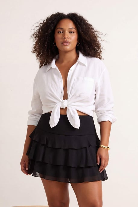Trendyol Curve Damen Schwarz Geblümt Kurz / Mini Große Größen Röcke - Image 2