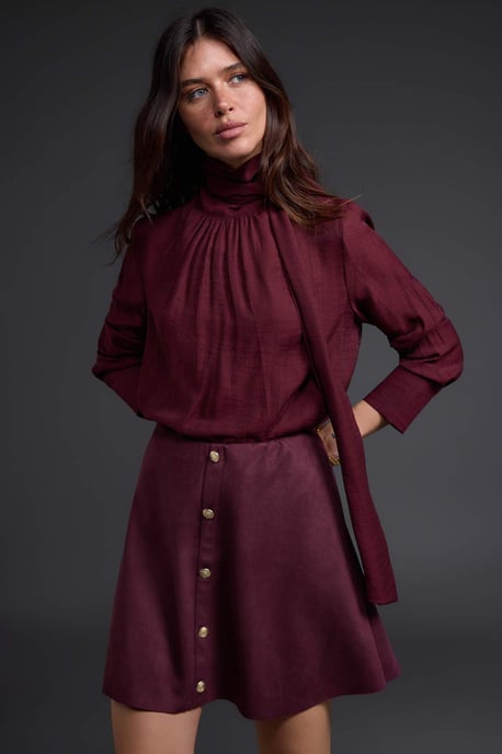 TRENDYOLMİLLA Damen Bordeaux Einfarbig Kurz / Mini A-Linie Röcke - Image 6