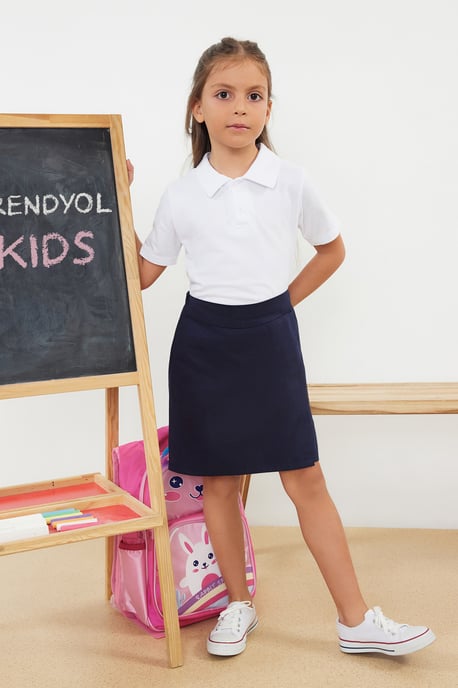 TRENDYOLKIDS Mädchen Dunkelblau Einfarbig Kurz / Mini Basic A-Linie Röcke - Image 4