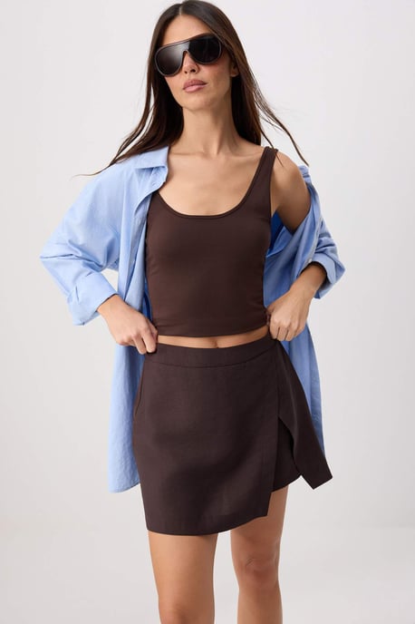 TRENDYOLMİLLA Damen Braun Einfarbig Kurz / Mini Hosenrock Röcke - Image 6