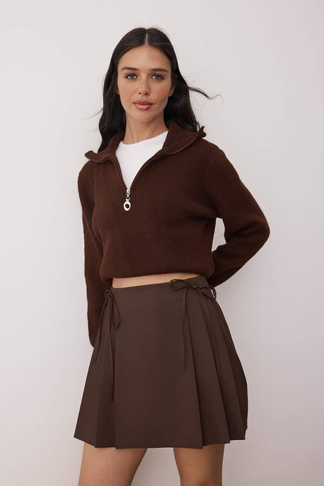 TRENDYOLMİLLA Damen Braun Einfarbig Kurz / Mini A-Linie A-Linie Röcke - Image 4
