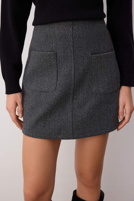 TRENDYOLMİLLA Damen Grau Einfarbig Kurz / Mini A-Linie Röcke - Image 2