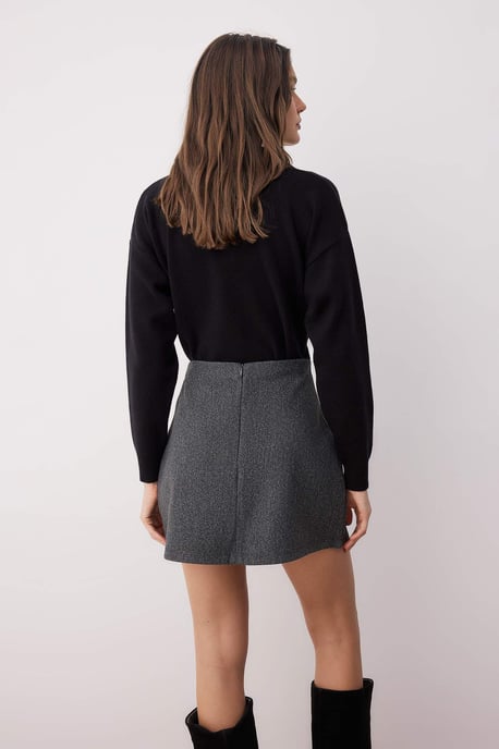 TRENDYOLMİLLA Damen Grau Einfarbig Kurz / Mini A-Linie Röcke - Image 3
