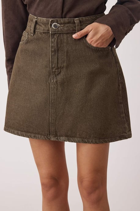 TRENDYOLMİLLA Damen Khaki Einfarbig Kurz / Mini Bleistift Rock Bleistift Rock Röcke - Image 3