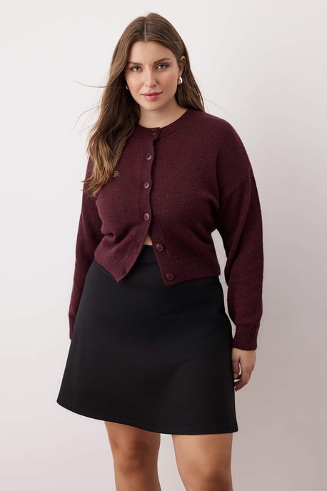 Trendyol Curve Damen Schwarz Einfarbig Kurz / Mini Skater Große Größen Röcke - Image 3