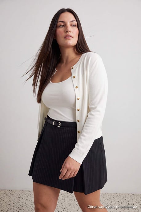 Trendyol Curve Damen Grau Einfarbig Kurz / Mini Große Größen Röcke - Image 4