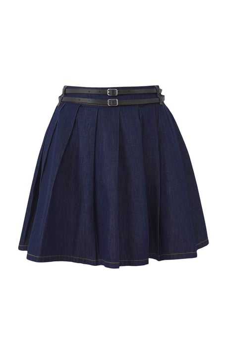 TRENDYOLMİLLA Damen Dunkelblau Einfarbig Kurz / Mini Volantsaum Skater Röcke - Image 4