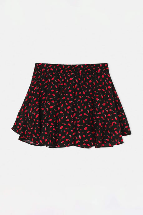 Trendyol Curve Damen Schwarz Geblümt Kurz / Mini Große Größen Röcke - Image 3