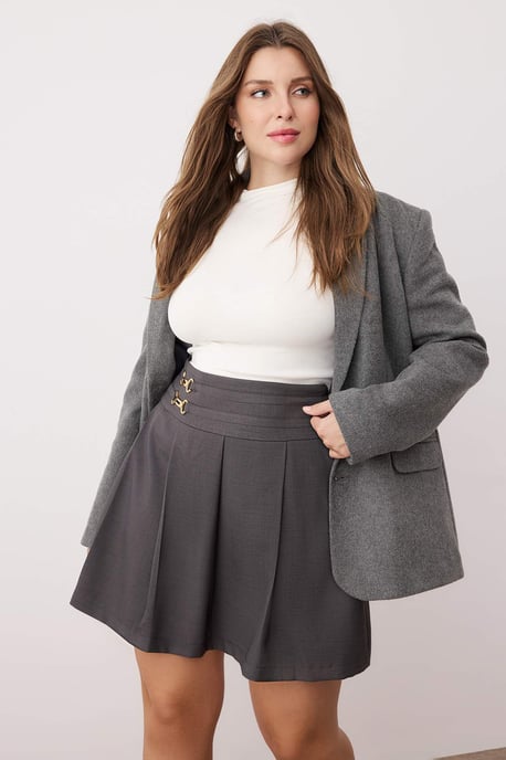 Trendyol Curve Damen Grau Einfarbig Kurz / Mini Große Größen Röcke - Image 6