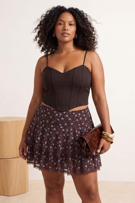 Trendyol Curve Damen Mehrfarbig Geblümt Kurz / Mini Große Größen Röcke - Image 6