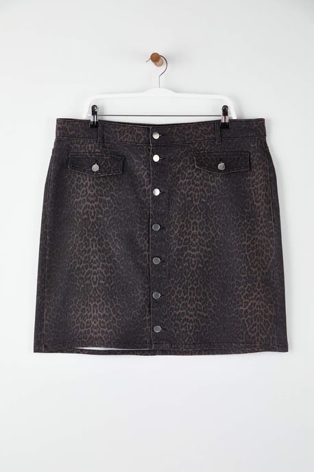 Trendyol Curve Damen Braun Animal-Print Kurz / Mini Große Größen Röcke - Image 2