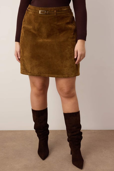 Trendyol Curve Damen Braun Einfarbig Kurz / Mini Große Größen Röcke - Image 2