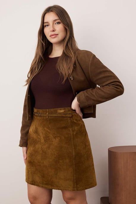 Trendyol Curve Damen Braun Einfarbig Kurz / Mini Große Größen Röcke - Image 6