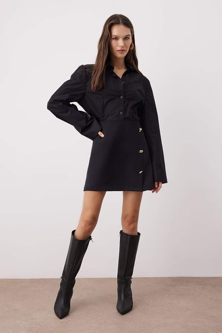 TRENDYOLMİLLA Damen Schwarz Einfarbig Kurz / Mini A-Linie Röcke - Image 5