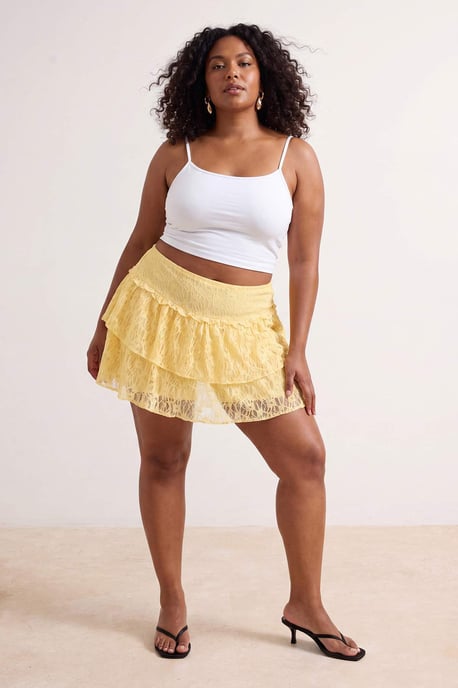 Trendyol Curve Damen Gelb Einfarbig Kurz / Mini Große Größen Röcke - Image 6