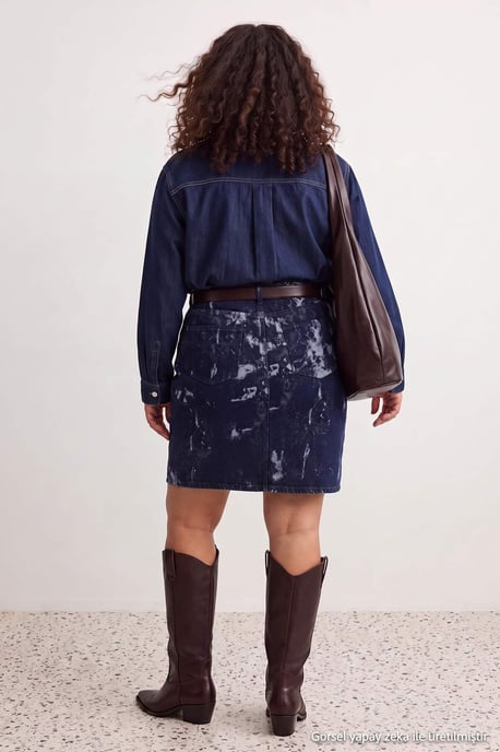 Trendyol Curve Damen Dunkelblau Einfarbig Kurz / Mini Große Größen Röcke - Image 3
