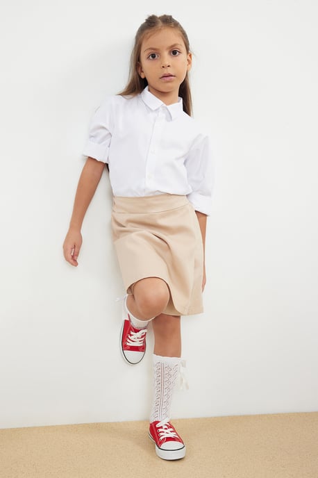 TRENDYOLKIDS Mädchen Beige Einfarbig Kurz / Mini Basic A-Linie Röcke - Image 2