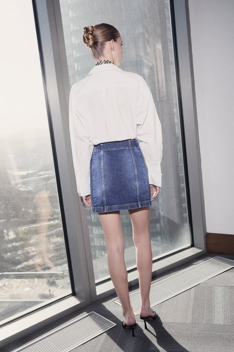 TRENDYOLMİLLA Damen Blau Einfarbig Kurz / Mini A-Linie Röcke - Image 4